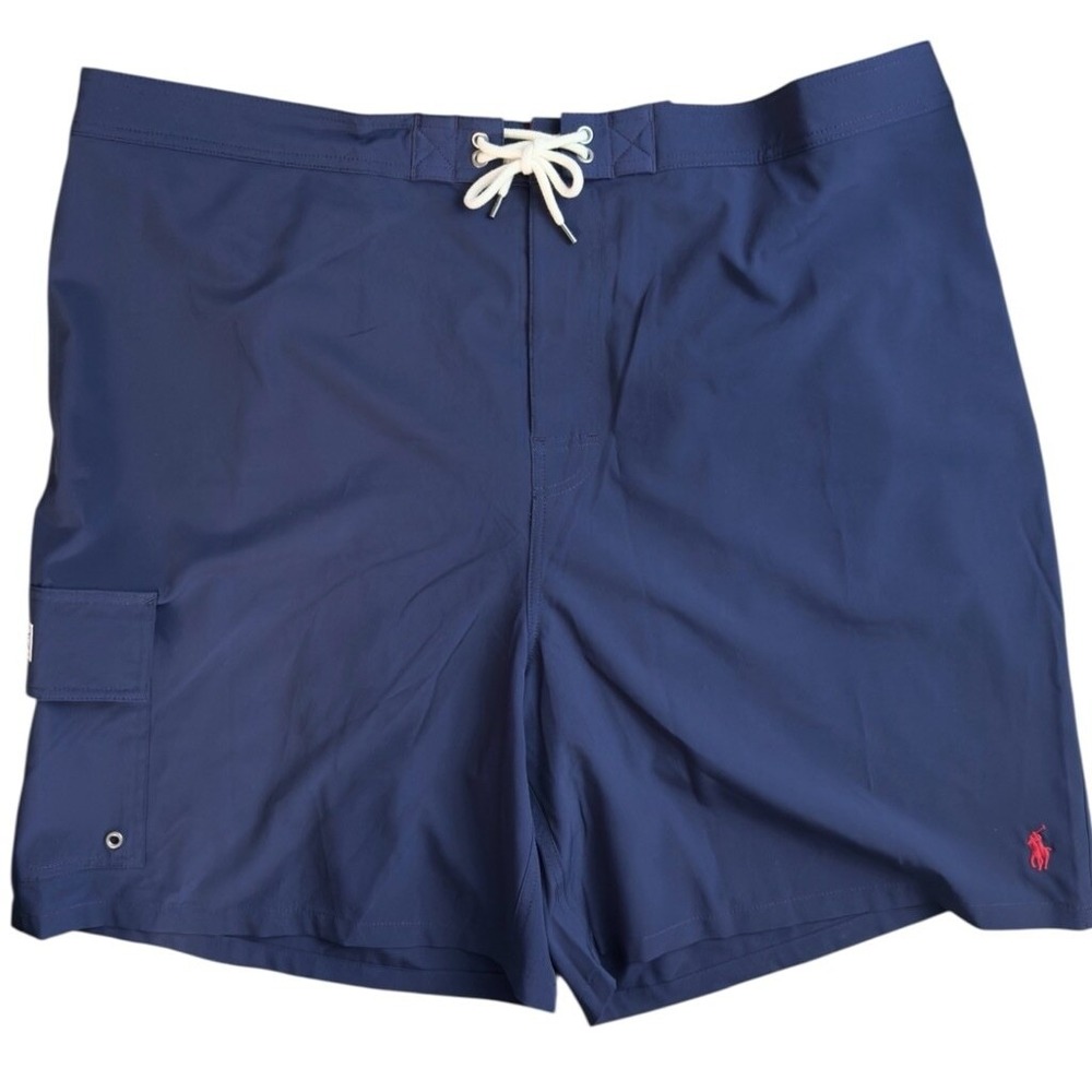 Polo Ralph Lauren Mens 2XLB Navy Blue Swim Trunks Red Pony Board Shorts NWT